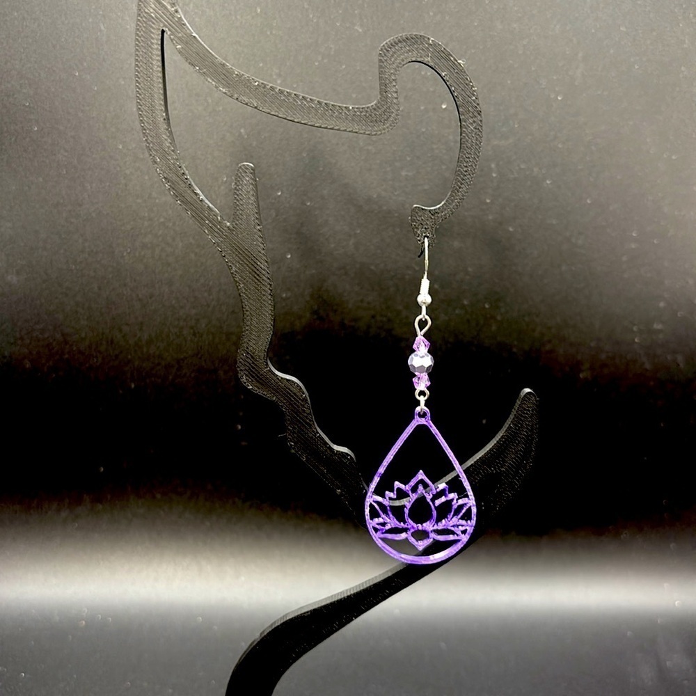 Lotus Teardrop Earrings - Picture 4 of 6